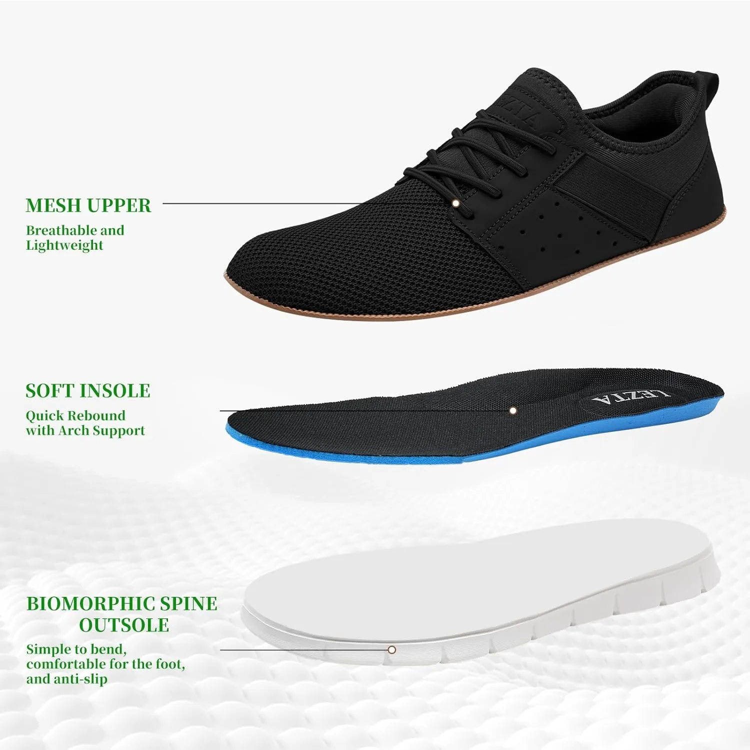 LEZTA Men‘s Casual Shoes Fashion Sneakers Quickly Put on Men's Dress Shoes Lightweight Breathable Mesh Oxfords Walking Shoes