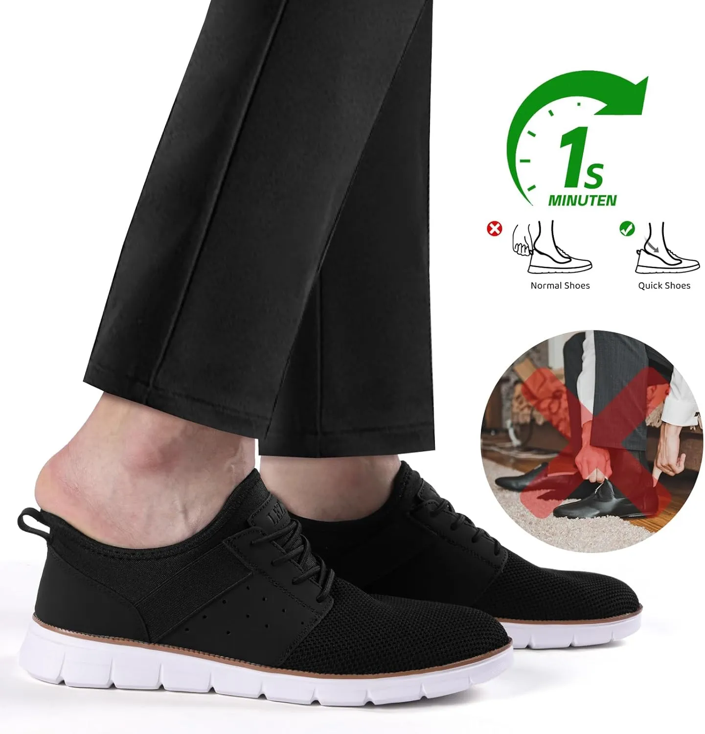 LEZTA Men‘s Casual Shoes Fashion Sneakers Quickly Put on Men's Dress Shoes Lightweight Breathable Mesh Oxfords Walking Shoes