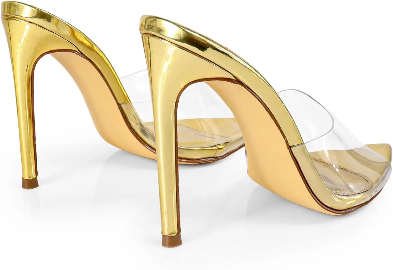 Liliana Women Clear Pointed Toe Sandals Stiletto Heels Slip on Mules Sandals