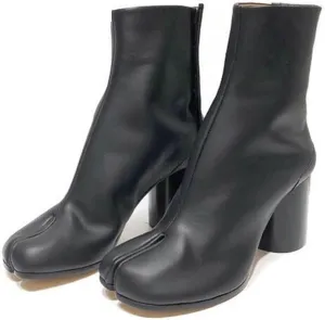 Loafers For Women Fashion Split Toe Genuine Leather Women’s Chunky Round High Heels Winter Tabi Short Boots