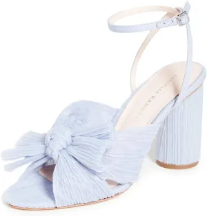 Loeffler Randall Women's Camellia Pleated Bow Heel with Ankle Strap, Blue, 7 Medium US