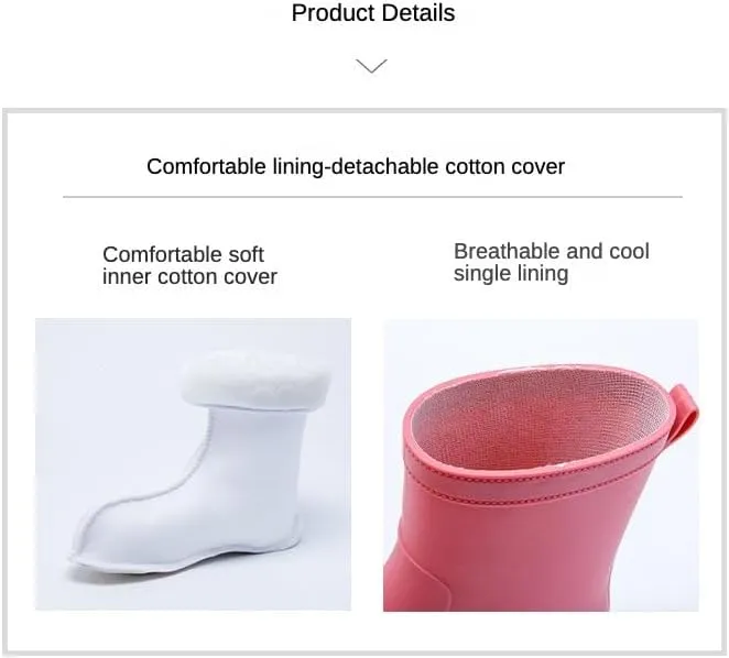 Loizziuy Women's Cute Cartoon Rain Boots Plush Lined Non-Slip Waterproof Shoes Student Short Boots Outdoor Water Shoes
