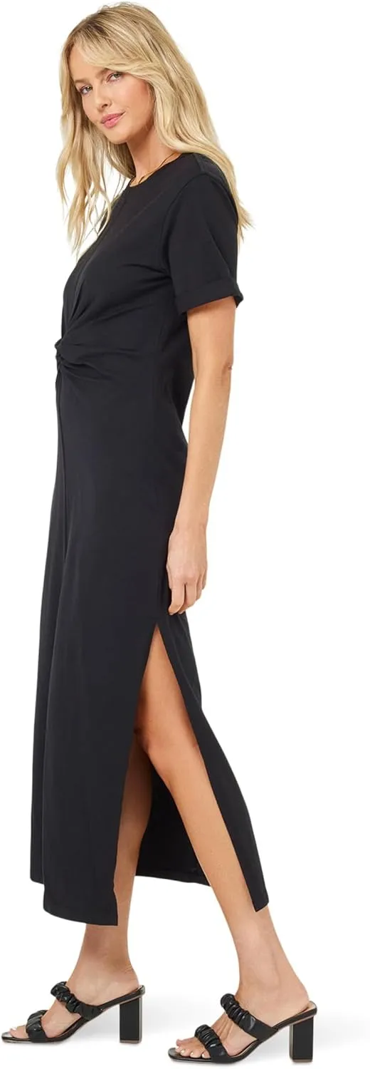 L*Space Drew Dress for Women, Everyday Twist Front Midi Dress Featuring Short, Cuffed Sleeves, Relaxed Fit & Leg Slit