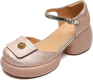MAIITRIP Women's Dressy Summer Sandals with Adjustable Ankle Straps – Closed Toe Sandals Pumps Shoes for ladies with Wedges, Chunky Block Heel Platform for Weddings, Parties & Casual Comfort