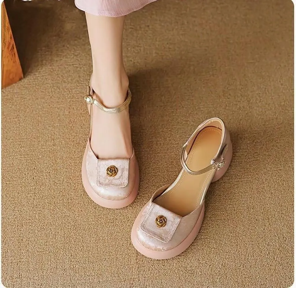 MAIITRIP Women's Dressy Summer Sandals with Adjustable Ankle Straps – Closed Toe Sandals Pumps Shoes for ladies with Wedges, Chunky Block Heel Platform for Weddings, Parties & Casual Comfort