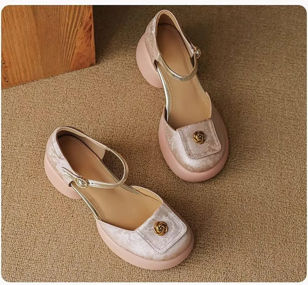 MAIITRIP Women's Dressy Summer Sandals with Adjustable Ankle Straps – Closed Toe Sandals Pumps Shoes for ladies with Wedges, Chunky Block Heel Platform for Weddings, Parties & Casual Comfort