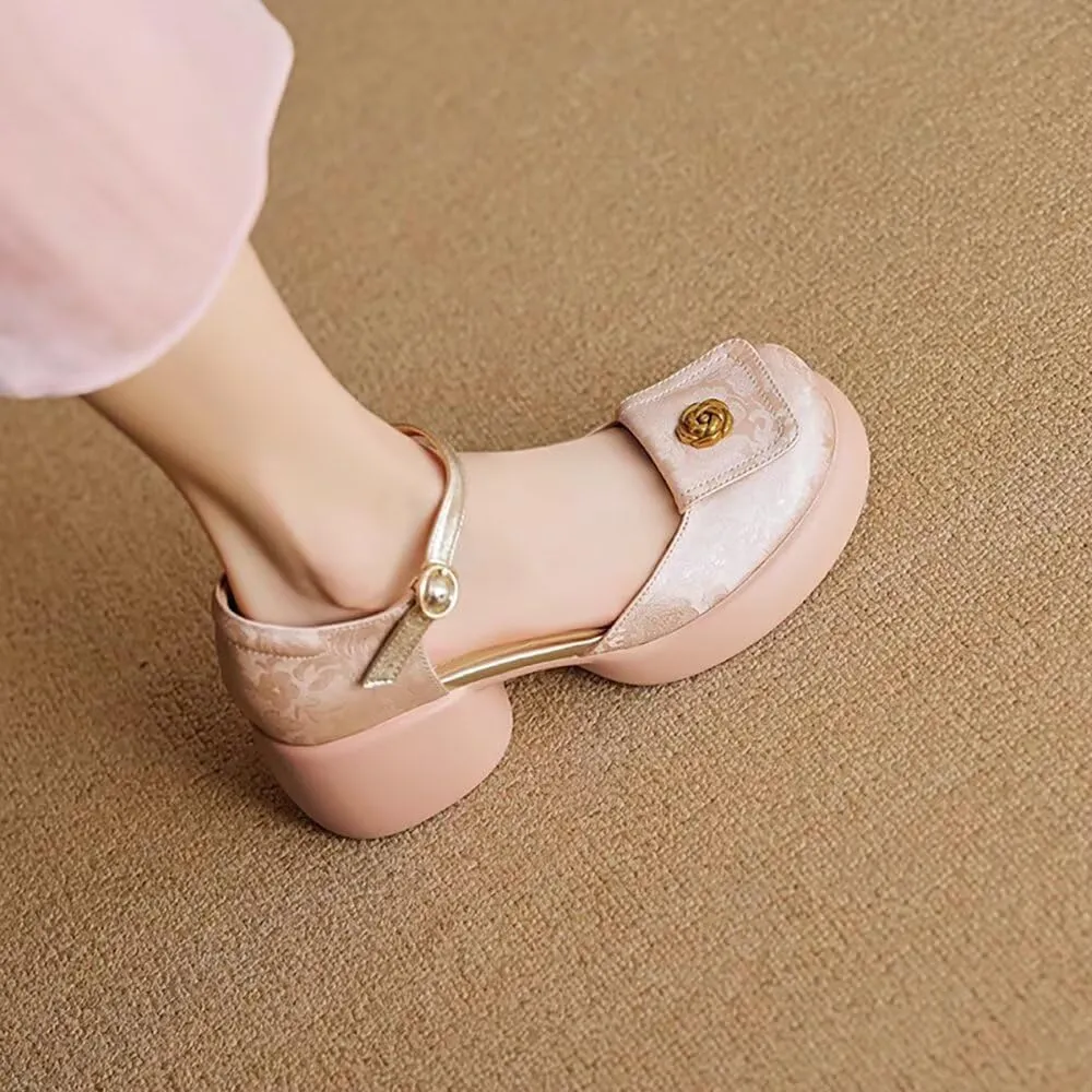 MAIITRIP Women's Dressy Summer Sandals with Adjustable Ankle Straps – Closed Toe Sandals Pumps Shoes for ladies with Wedges, Chunky Block Heel Platform for Weddings, Parties & Casual Comfort