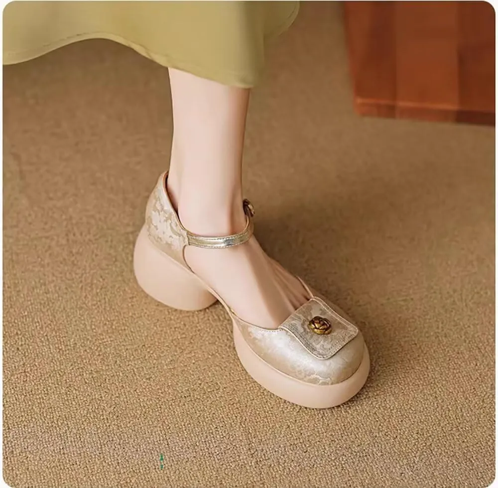 MAIITRIP Women's Dressy Summer Sandals with Adjustable Ankle Straps – Closed Toe Sandals Pumps Shoes for ladies with Wedges, Chunky Block Heel Platform for Weddings, Parties & Casual Comfort