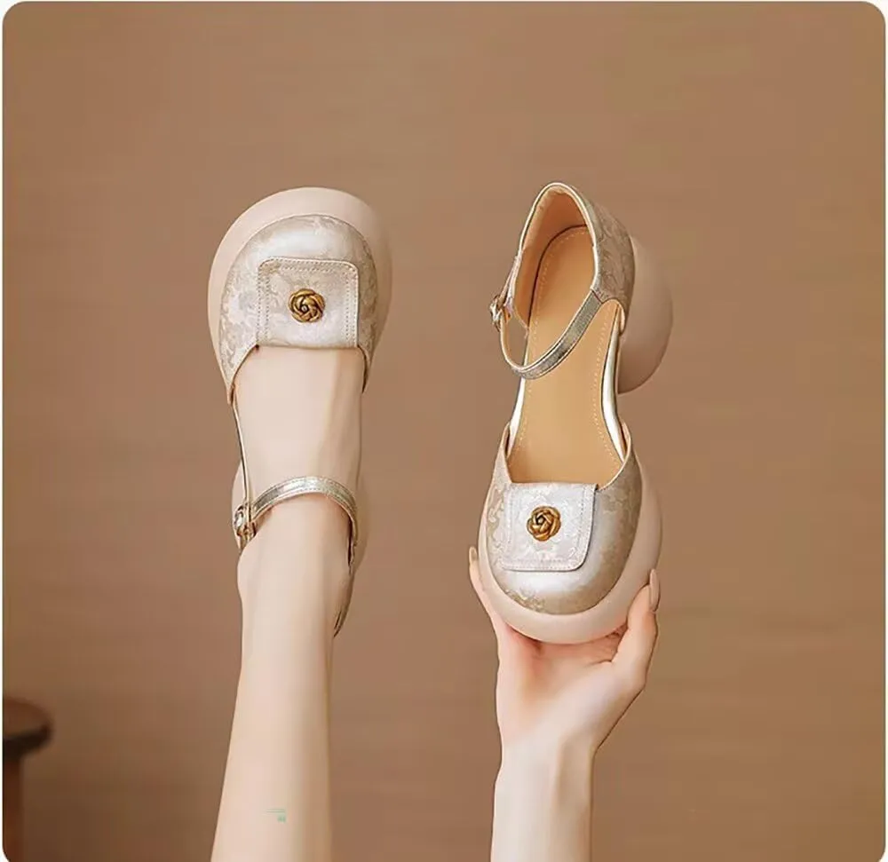 MAIITRIP Women's Dressy Summer Sandals with Adjustable Ankle Straps – Closed Toe Sandals Pumps Shoes for ladies with Wedges, Chunky Block Heel Platform for Weddings, Parties & Casual Comfort