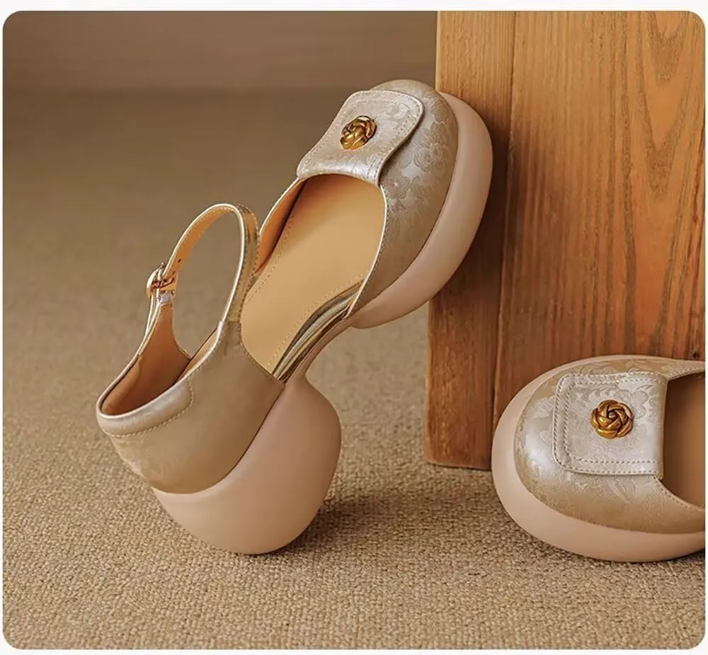 MAIITRIP Women's Dressy Summer Sandals with Adjustable Ankle Straps – Closed Toe Sandals Pumps Shoes for ladies with Wedges, Chunky Block Heel Platform for Weddings, Parties & Casual Comfort