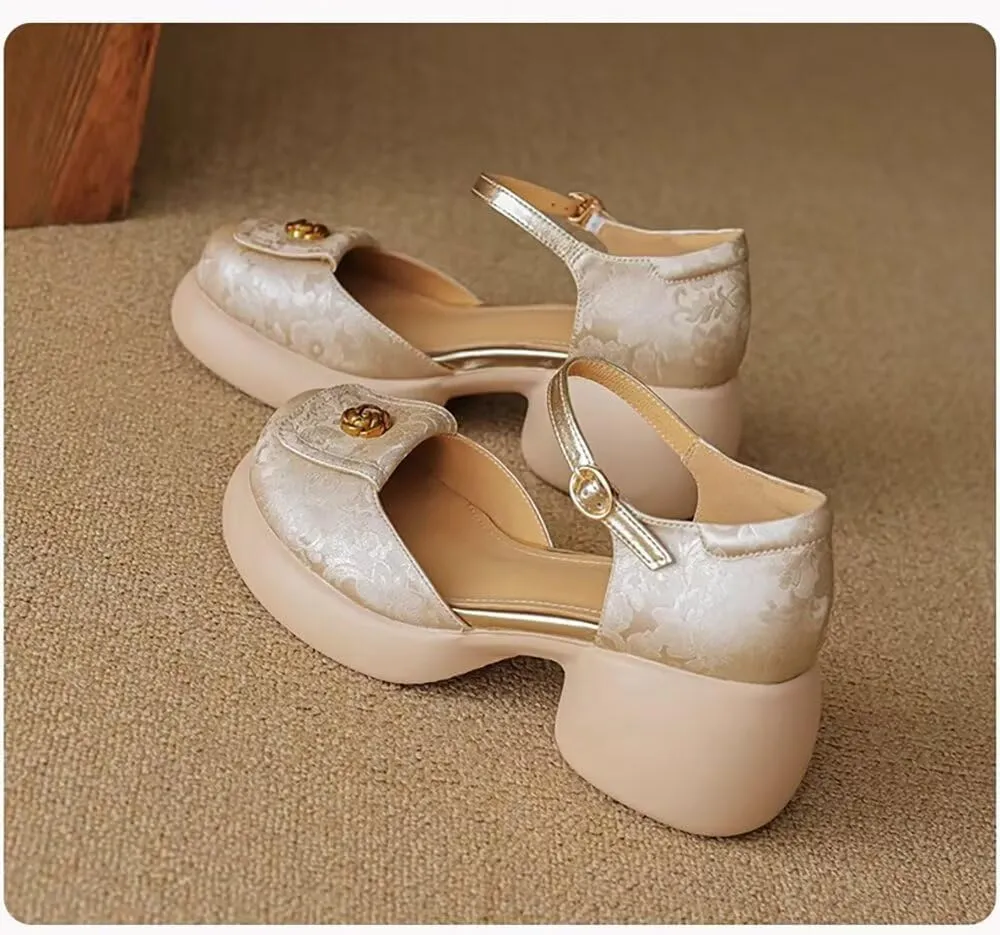 MAIITRIP Women's Dressy Summer Sandals with Adjustable Ankle Straps – Closed Toe Sandals Pumps Shoes for ladies with Wedges, Chunky Block Heel Platform for Weddings, Parties & Casual Comfort