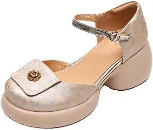MAIITRIP Women's Dressy Summer Sandals with Adjustable Ankle Straps – Closed Toe Sandals Pumps Shoes for ladies with Wedges, Chunky Block Heel Platform for Weddings, Parties & Casual Comfort