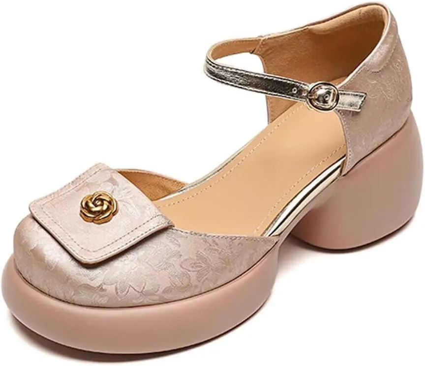 MAIITRIP Women's Dressy Summer Sandals with Adjustable Ankle Straps – Closed Toe Sandals Pumps Shoes for ladies with Wedges, Chunky Block Heel Platform for Weddings, Parties & Casual Comfort