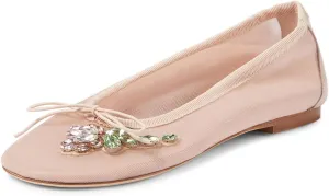 Maiyang Women Classic Floral Rhinestone Round Toe Slip on Ballet Flats Comfortable Breathable Ballroom Daily Casual Shoes Size 4-16 US