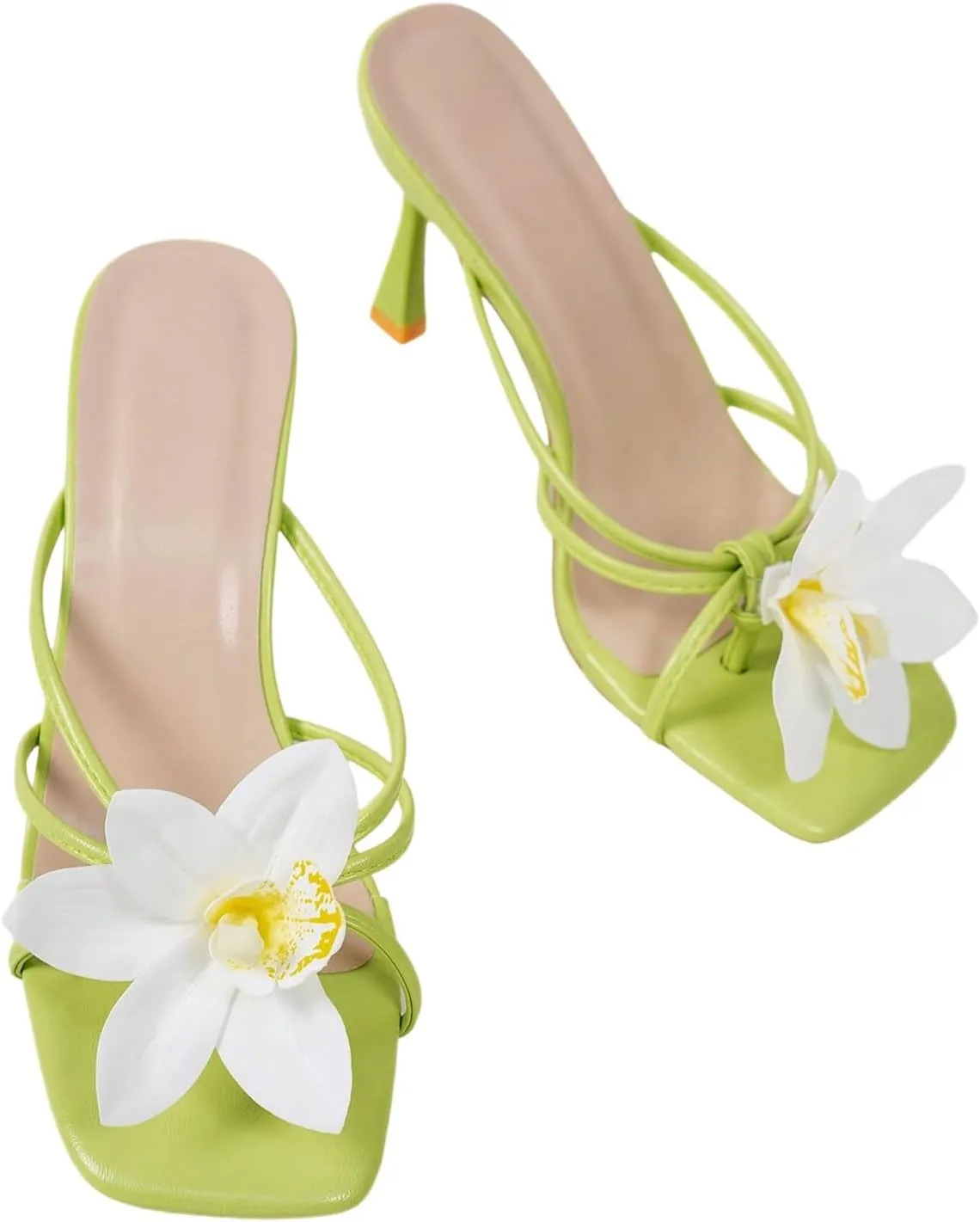 MakeMeChic Women's Open Toe Floral Kitten Heels Flower Summer Beach Sandals
