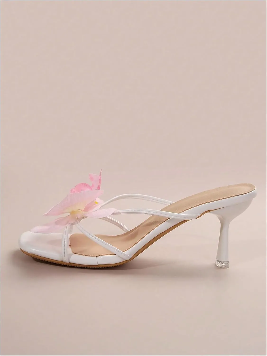 MakeMeChic Women's Open Toe Floral Kitten Heels Flower Summer Beach Sandals