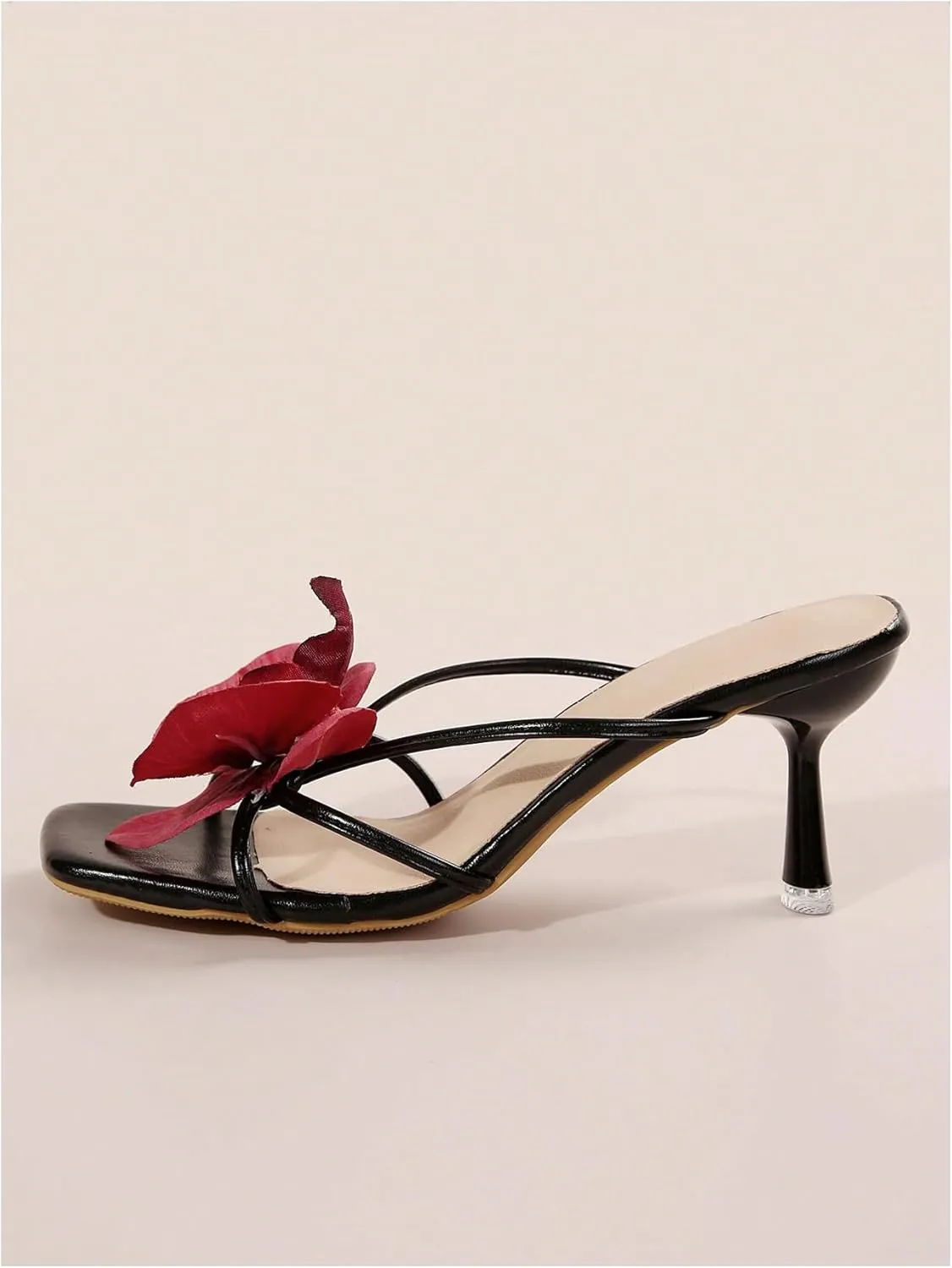 MakeMeChic Women's Open Toe Floral Kitten Heels Flower Summer Beach Sandals