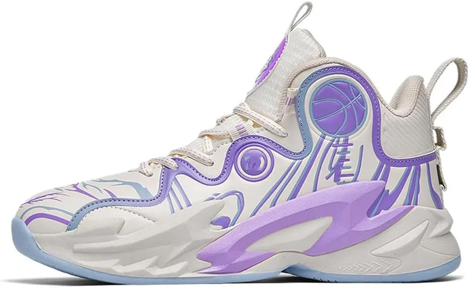 MAUGELY Unisex High Top Basketball Shoes Leather Running Sports Shoes Actual Combat Sneakers