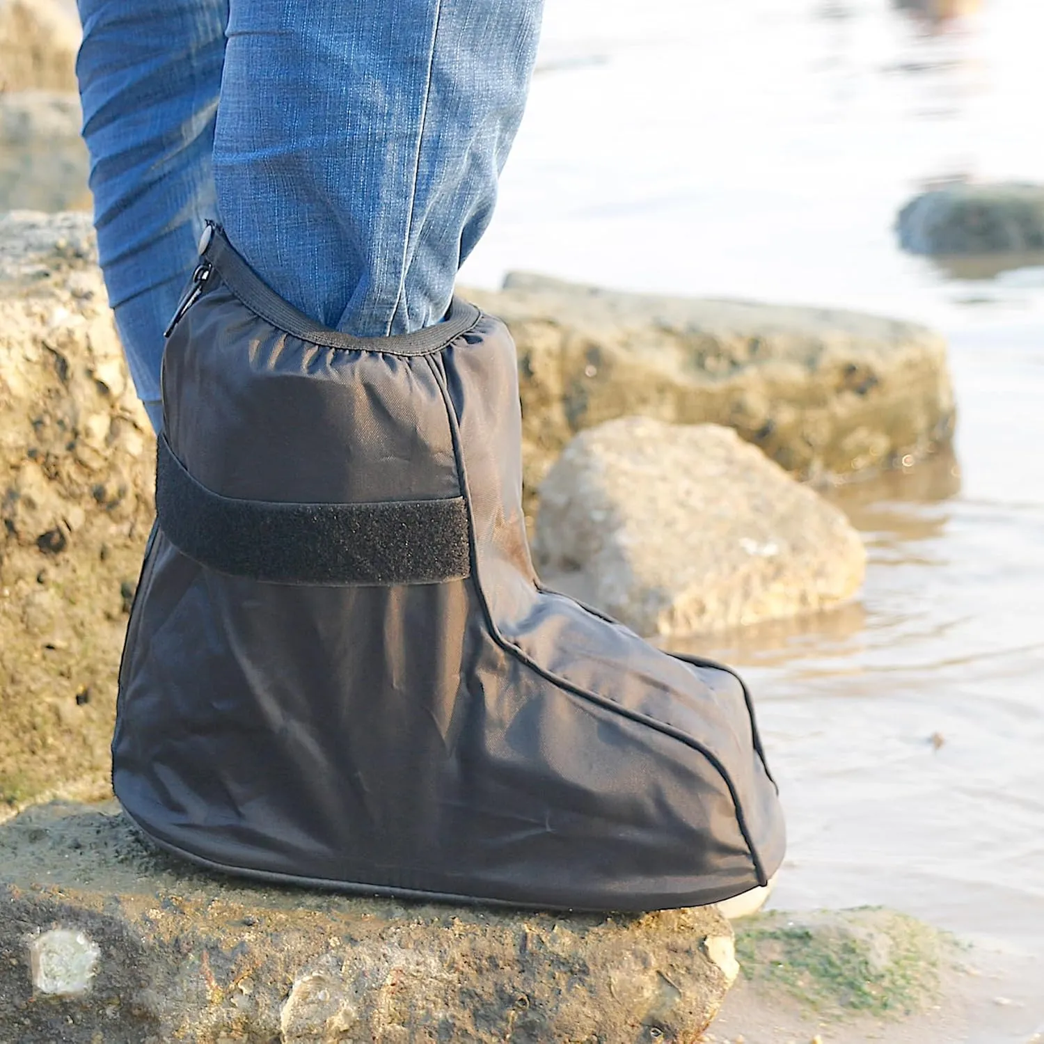 Medical Boot Cover Walking Brace Orthopedic Fracture Cast with Integrative Slip-Resistant Rubber Sole (Black, Short, Small)