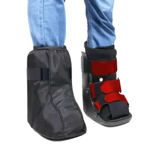 Medical Boot Cover Walking Brace Orthopedic Fracture Cast with Integrative Slip-Resistant Rubber Sole (Black, Short, Small)