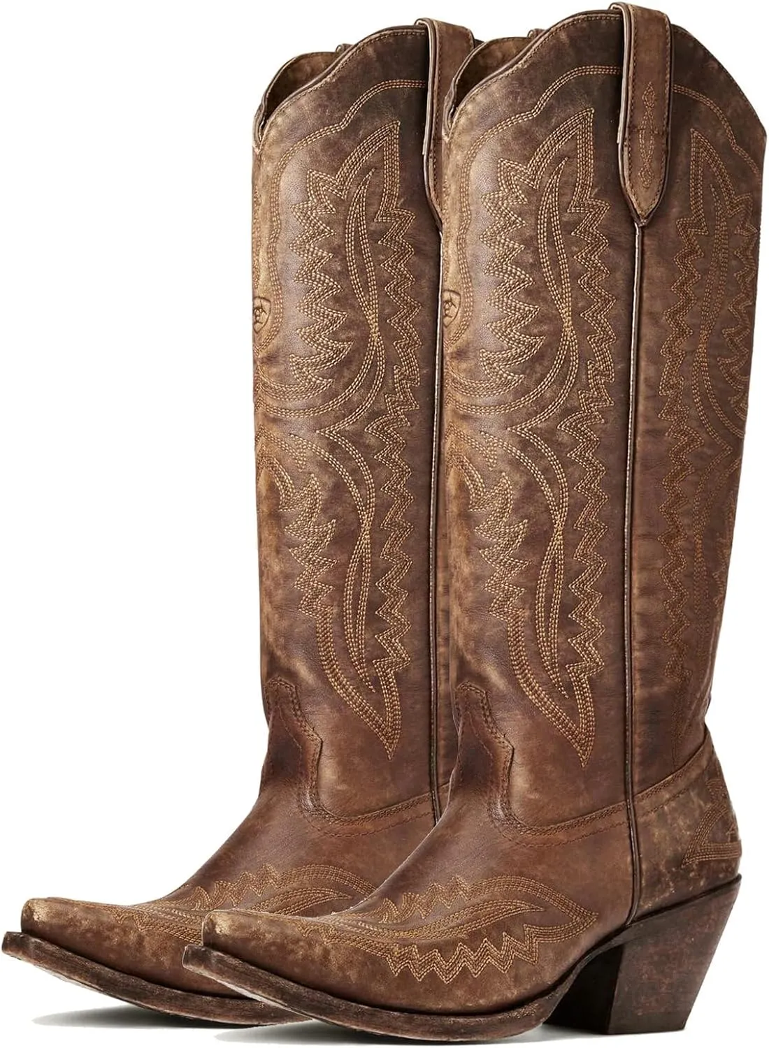 Meefit Cowboy Boots for Women Knee High Cowgirl Boots Pointed Toe Chunky Heel Western Retro Country Boots,Vintage Tall Boots