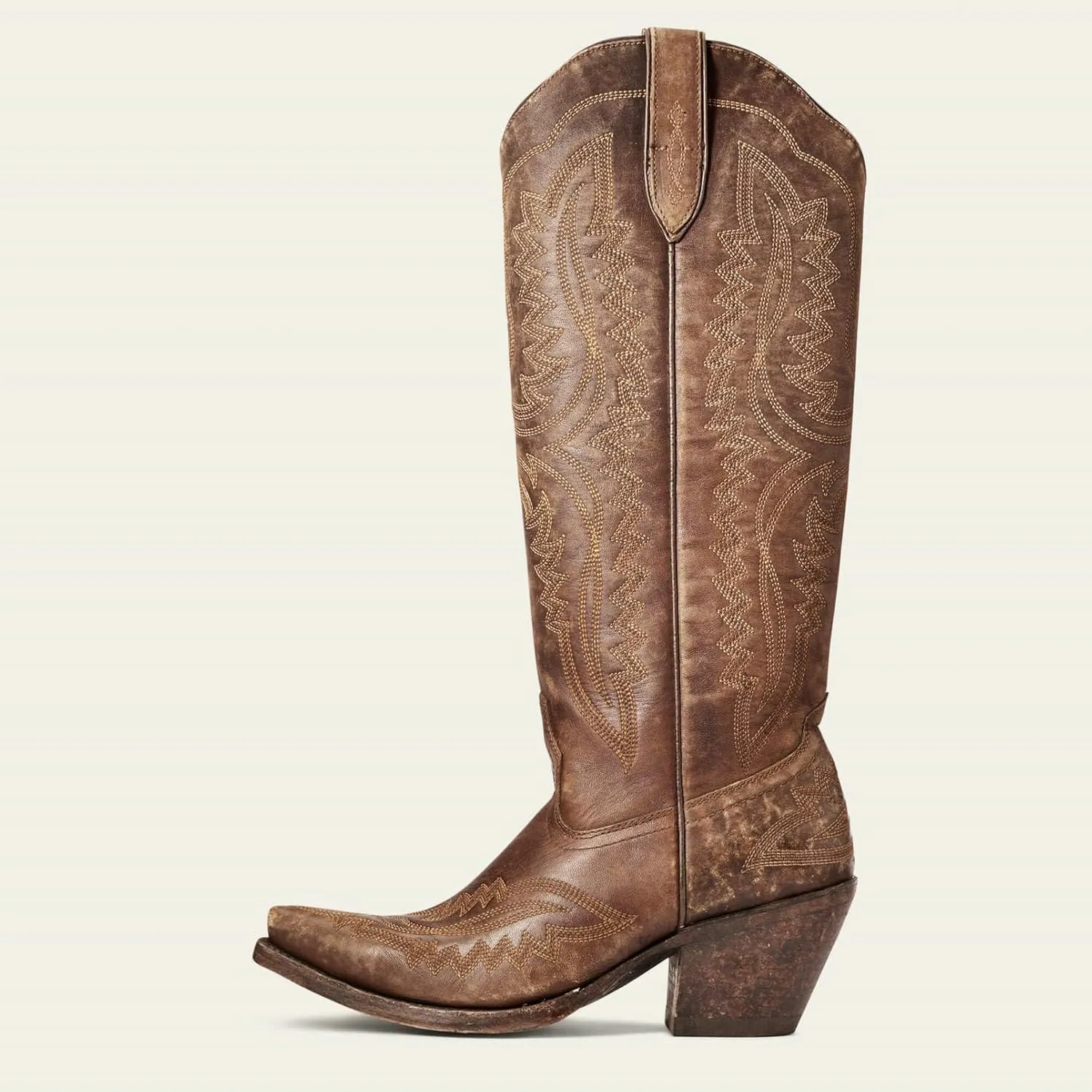 Meefit Cowboy Boots for Women Knee High Cowgirl Boots Pointed Toe Chunky Heel Western Retro Country Boots,Vintage Tall Boots