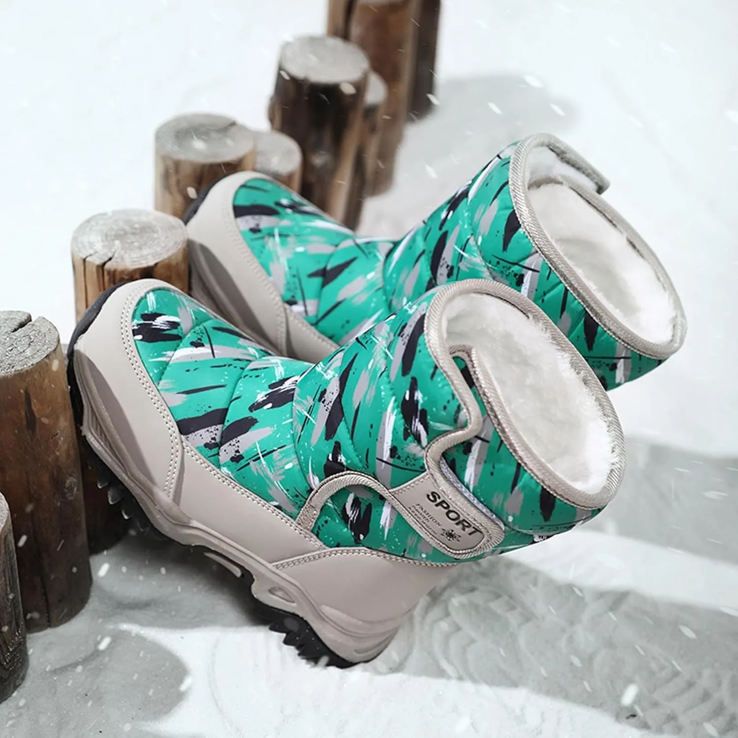 Meidiastra Kids Boys Girls Snow Boots Winter Fully Fur Lined Warm Shoes Outdoor Slip Resistant Walking Boots(Toddler/Little Kid/Big Kid)