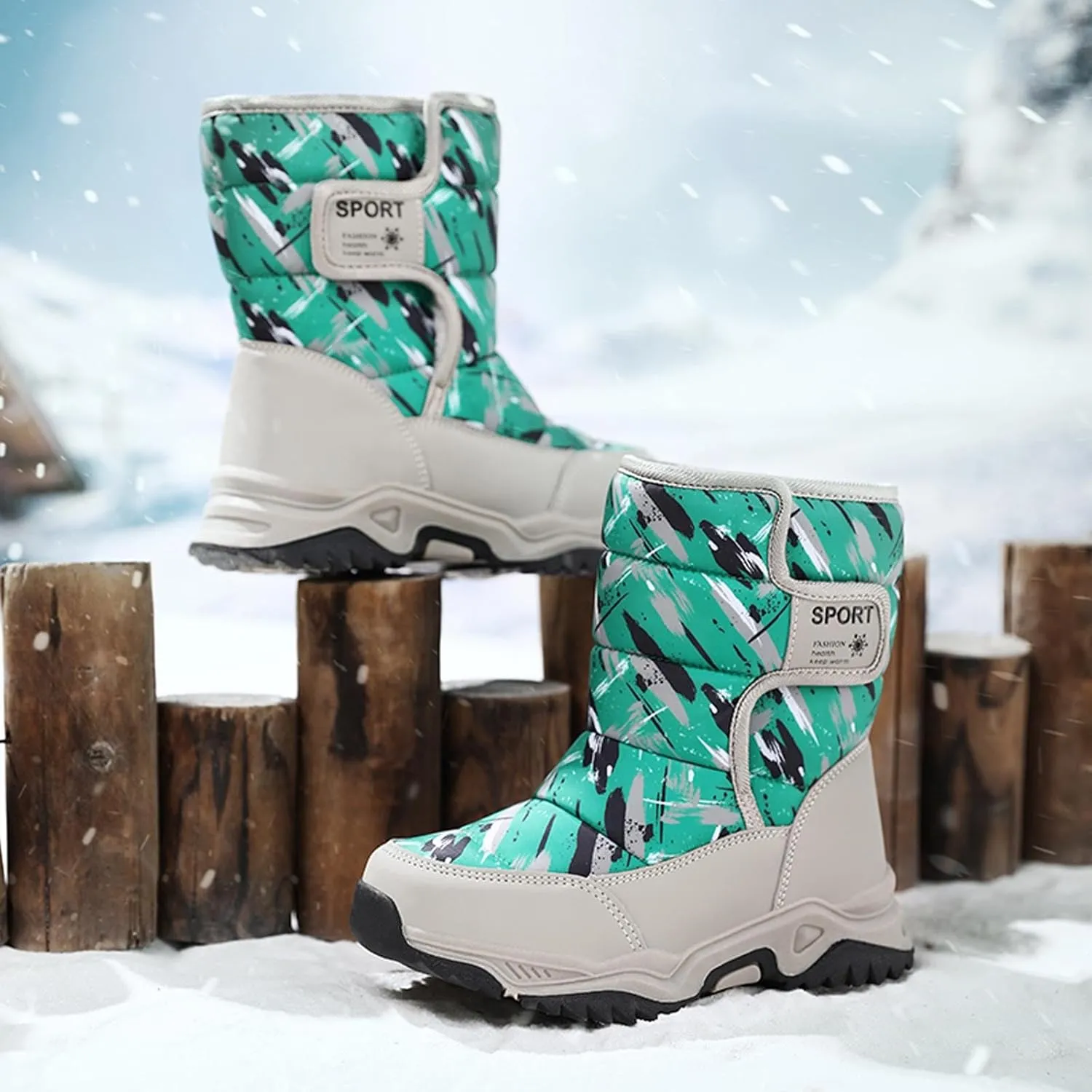 Meidiastra Kids Boys Girls Snow Boots Winter Fully Fur Lined Warm Shoes Outdoor Slip Resistant Walking Boots(Toddler/Little Kid/Big Kid)