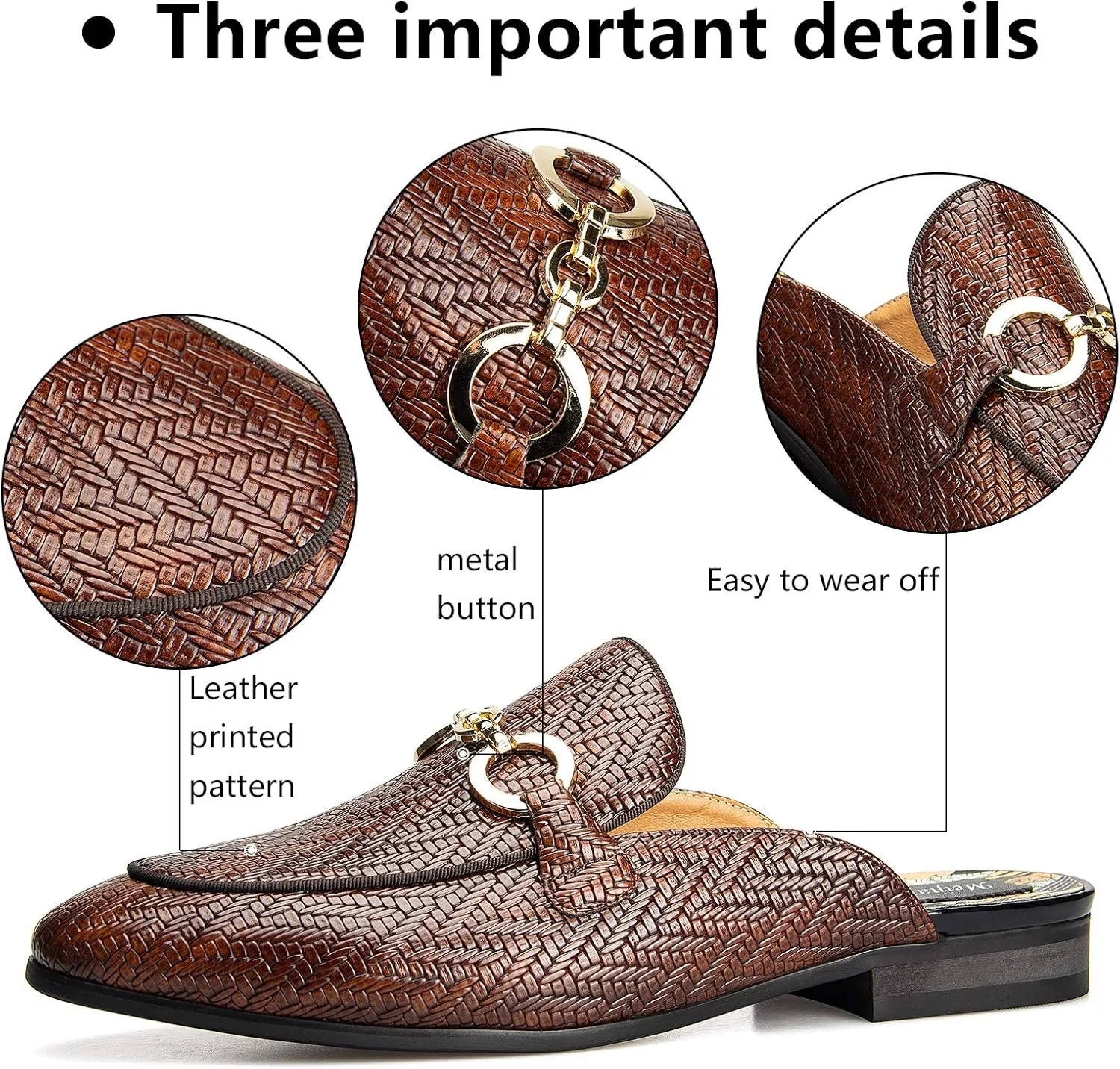 Meijiana Men's Slippers Slip-On Loafers Leather Formal Wear Casual Open Back Sandals