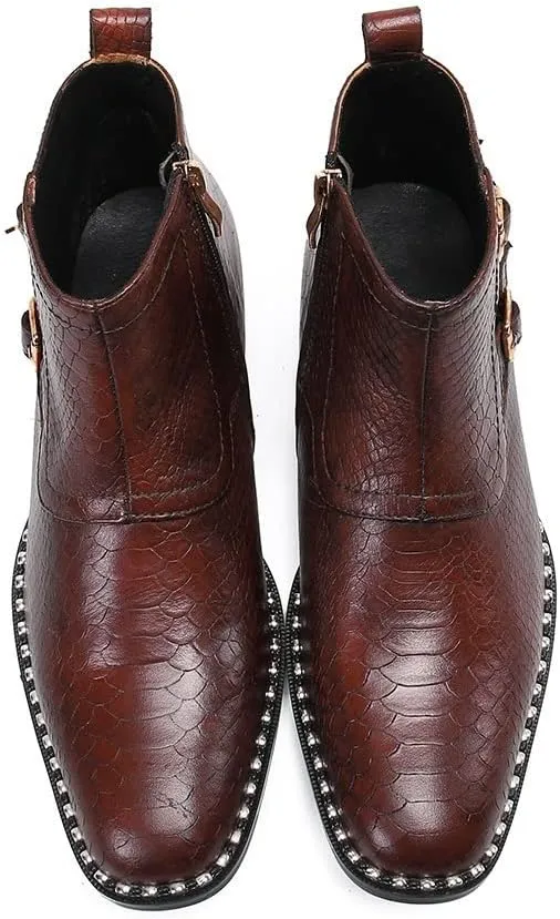 Men Ankle Boots Men Monk Strap Zip Ankle Boots For Holiday The First Layer Of Cowhide