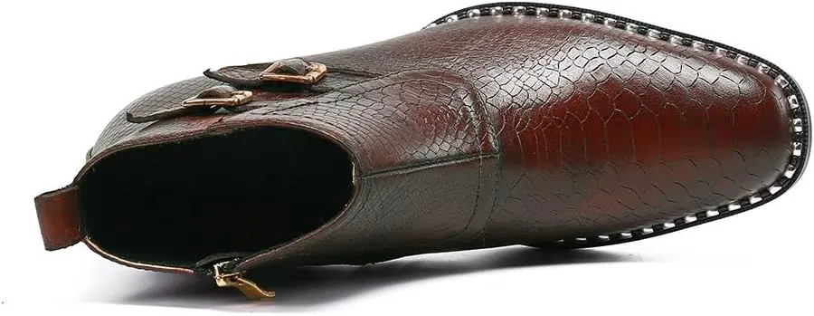 Men Ankle Boots Men Monk Strap Zip Ankle Boots For Holiday The First Layer Of Cowhide