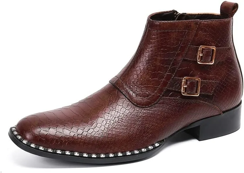 Men Ankle Boots Men Monk Strap Zip Ankle Boots For Holiday The First Layer Of Cowhide