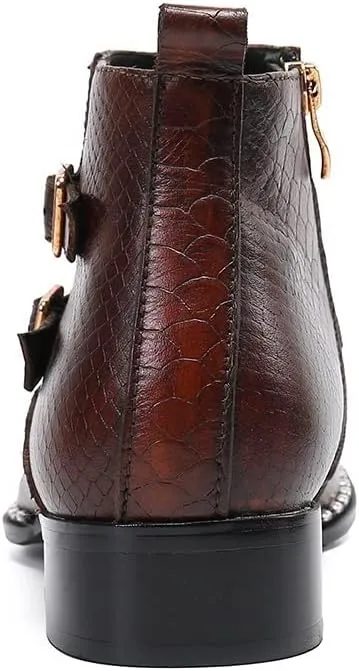 Men Ankle Boots Men Monk Strap Zip Ankle Boots For Holiday The First Layer Of Cowhide