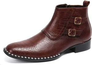Men Ankle Boots Men Monk Strap Zip Ankle Boots For Holiday The First Layer Of Cowhide