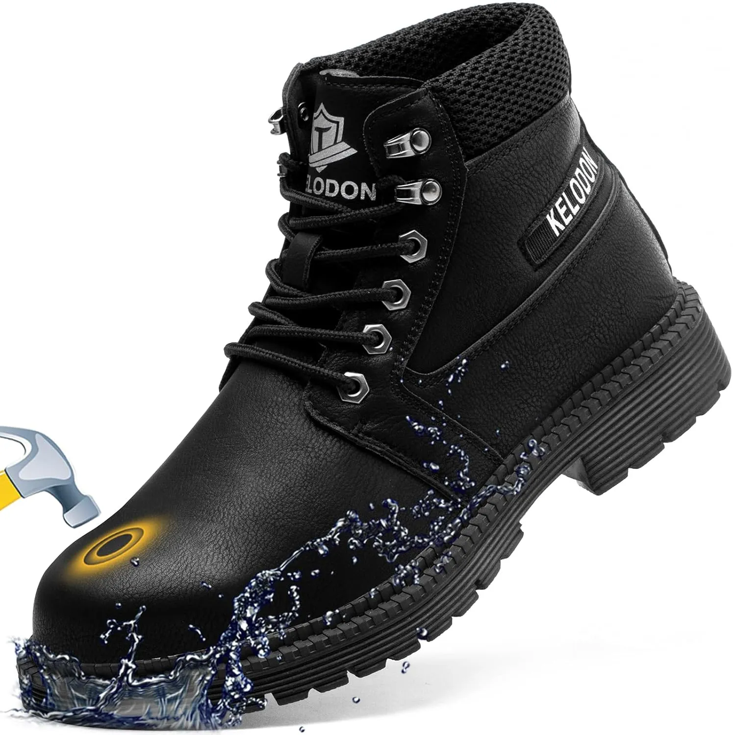 Men's 6-Inch Leather Winter Safety Boots - Waterproof Steel Toe, Indestructible, Warm Construction