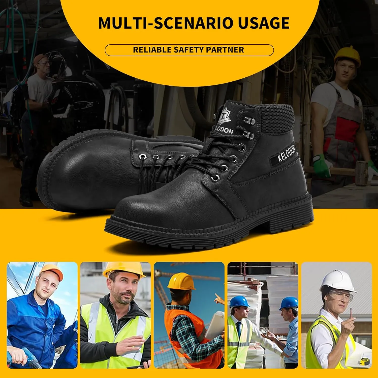 Men's 6-Inch Leather Winter Safety Boots - Waterproof Steel Toe, Indestructible, Warm Construction