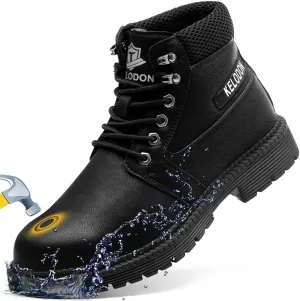 Men's 6-Inch Leather Winter Safety Boots - Waterproof Steel Toe, Indestructible, Warm Construction