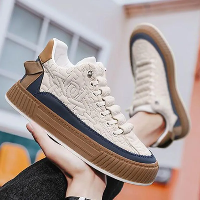 Men's Comfort Orthopedic Platform Sneakers Casual Leather Handmade Slip on Walking Tennis Comfortable Wide Width Shoes with Cushioning-Performance