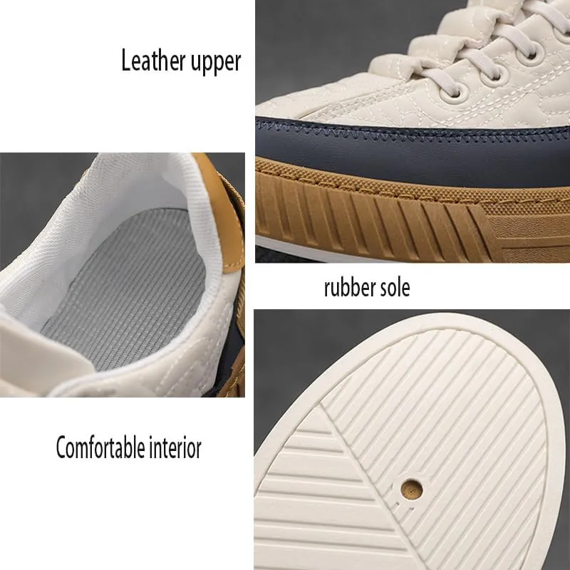 Men's Comfort Orthopedic Platform Sneakers Casual Leather Handmade Slip on Walking Tennis Comfortable Wide Width Shoes with Cushioning-Performance