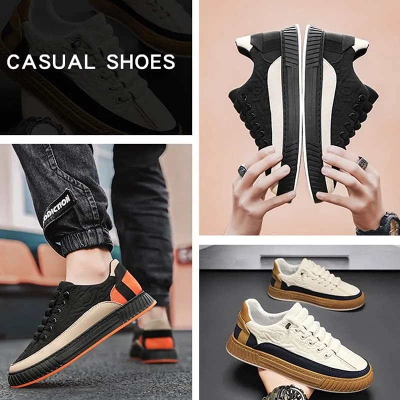 Men's Comfort Orthopedic Platform Sneakers Casual Leather Handmade Slip on Walking Tennis Comfortable Wide Width Shoes with Cushioning-Performance
