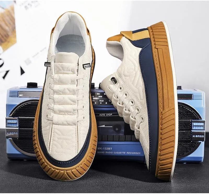 Men's Comfort Orthopedic Platform Sneakers Casual Leather Handmade Slip on Walking Tennis Comfortable Wide Width Shoes with Cushioning-Performance