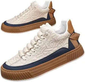 Men's Comfort Orthopedic Platform Sneakers Casual Leather Handmade Slip on Walking Tennis Comfortable Wide Width Shoes with Cushioning-Performance