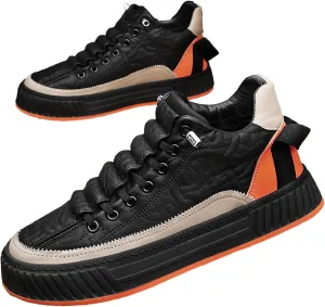Men's Comfort Orthopedic Platform Sneakers Casual Leather Handmade Slip on Walking Tennis Comfortable Wide Width Shoes with Cushioning-Performance
