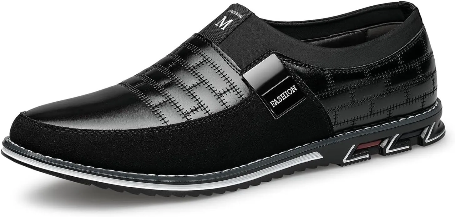 Men's Dress Shoes Wide Width, Comfort Dress Sneakers Men Fashion Business Casual Oxford Shoes Soft Loafers Derby Shoe for Office Working Driving Walking