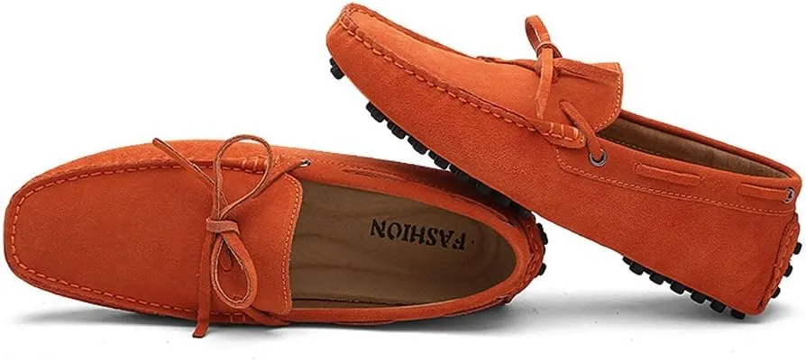 Men's Driving Penny Loafers Genuine Leather Boat Moccasins Rubber Studs Sole