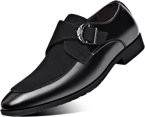 Men's Fashion Strap Suede Dress Tuxedo Shoe Business Formal Suit Leather Buckle Slip-on Loafers for Men