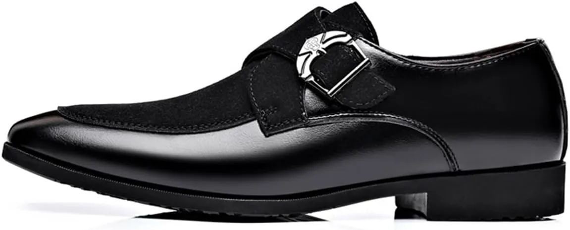 Men's Fashion Strap Suede Dress Tuxedo Shoe Business Formal Suit Leather Buckle Slip-on Loafers for Men