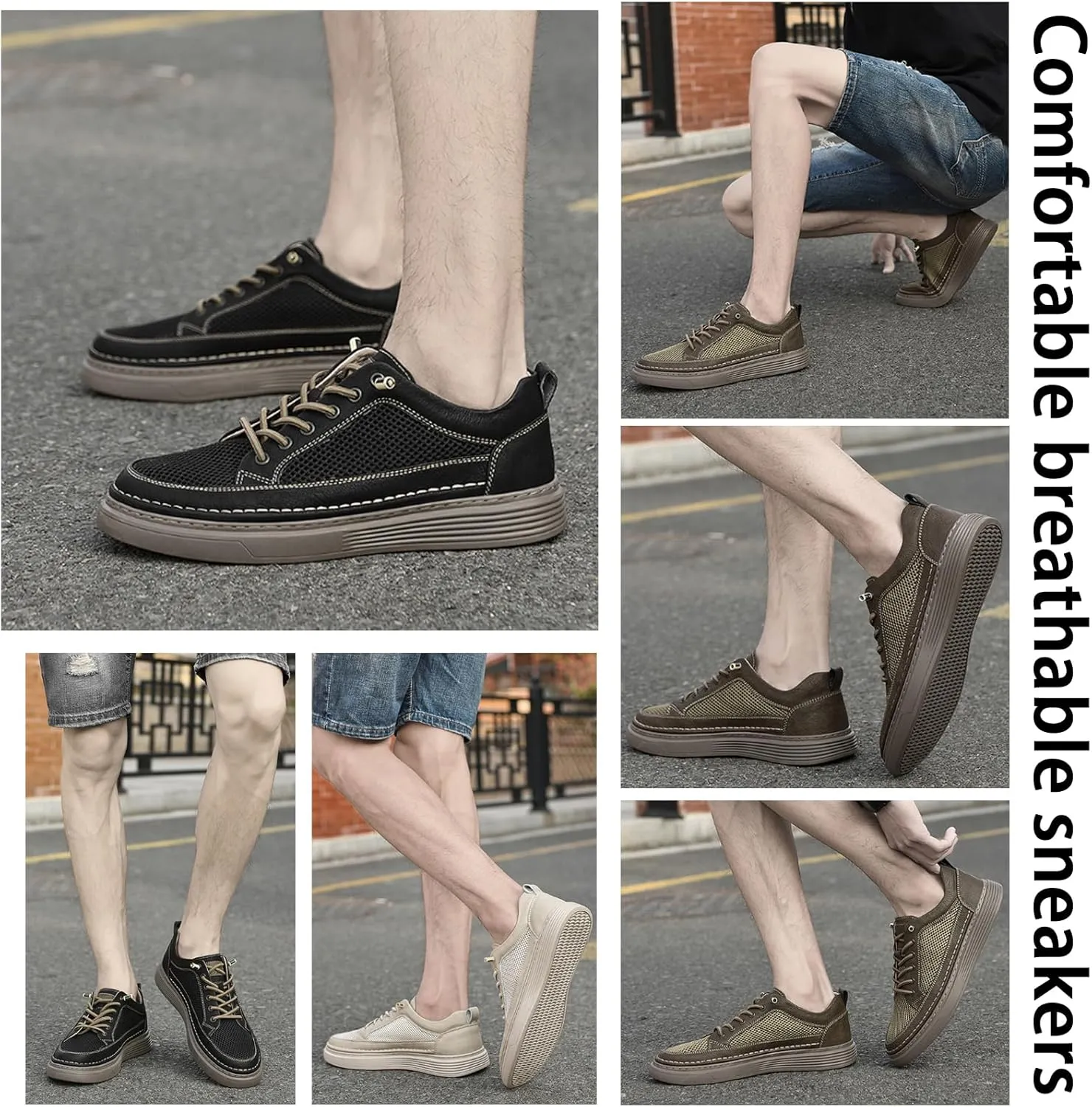 Men's Invisible Height Increasing Elevator Shoes 2.5 Inches Taller Height Casual Sneakers Comforts Leather Skeleton Shoes Lace Up Leather Oxford Dress Shoes