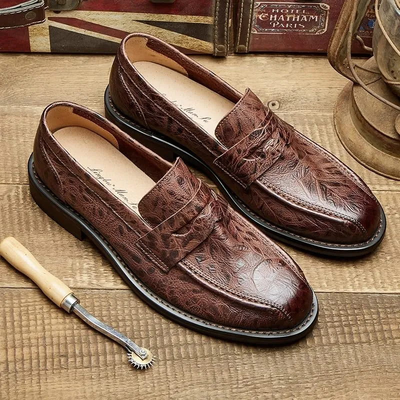 Men's Leather Hand-Sewn Flats Loafers Men's Monk Comfy Walking Slipers Shoes for Formal Business