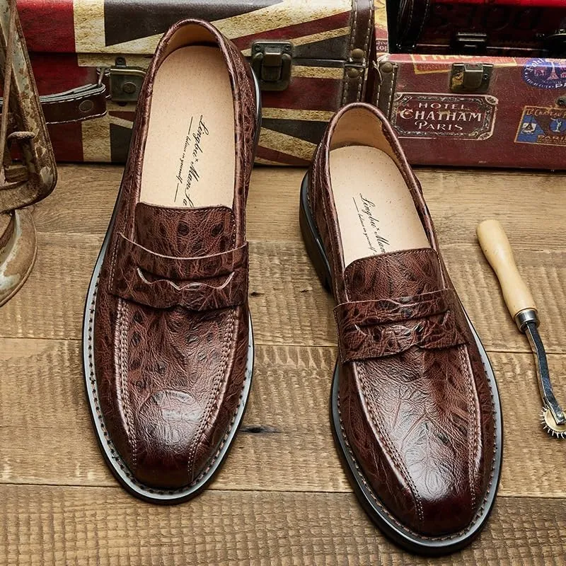Men's Leather Hand-Sewn Flats Loafers Men's Monk Comfy Walking Slipers Shoes for Formal Business